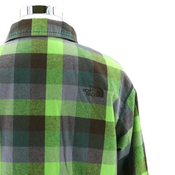 The North Face Reversible Flannel Insulated Shacket L Brown Green Plaid - Picture 5 of 10